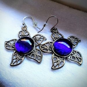 Purple 💜 Gemstone Flower 🌞 Earrings